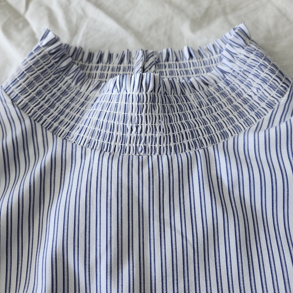 English Factory Bell Sleeves Blue White Stripe Pull-Over Top, Size S - Picture 5 of 12